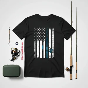 Fishing American Flag Shirt, Fishing Rod American Flag Shirt