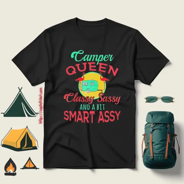 Flamingo Camper Queen Classy Sassy And A Bit Smart Assy For Camper Shirt