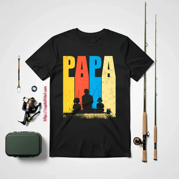 Funny Fishing Papa Reel Cool Fisherman Vintage Father’s Day Shirt