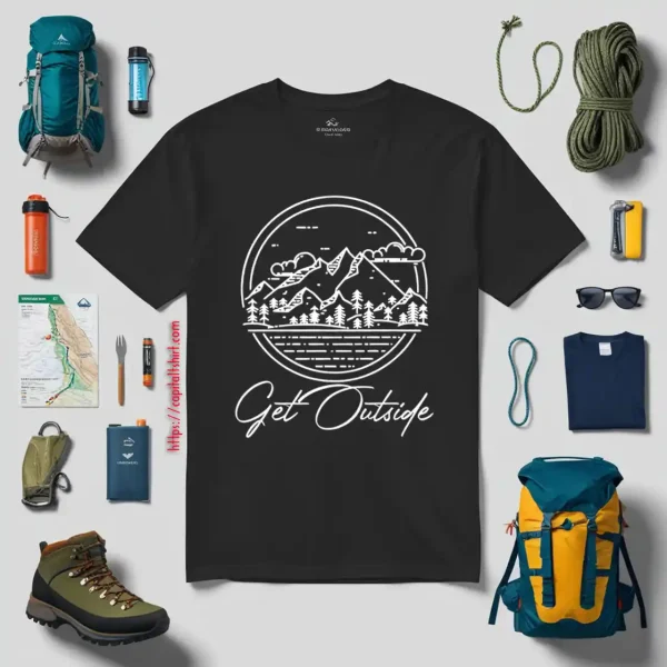 Get Outside Mountain Nature For Camping Hiking Lover Shirt