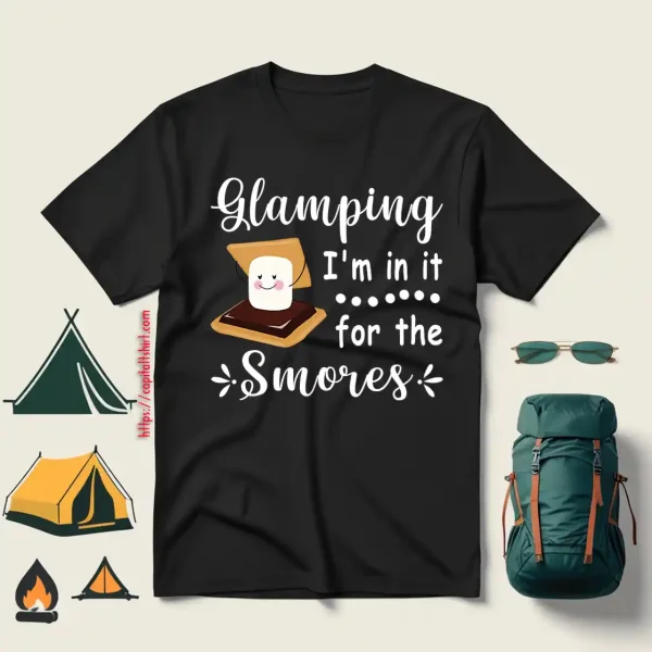 Glamping I’m In It For The Smores Funny Marshmallow And Chocolate Cake For Shirt