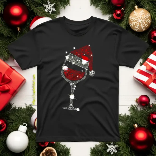 Glass Of Red Wine Santa Claus Christmas Shirt