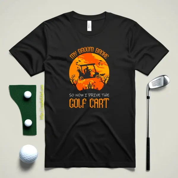 Golf Cart Witch Graphic Halloween Shirt