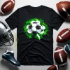 Green Splashes With Shamrock Leave And Soccer Ball For Football Lover Shirt