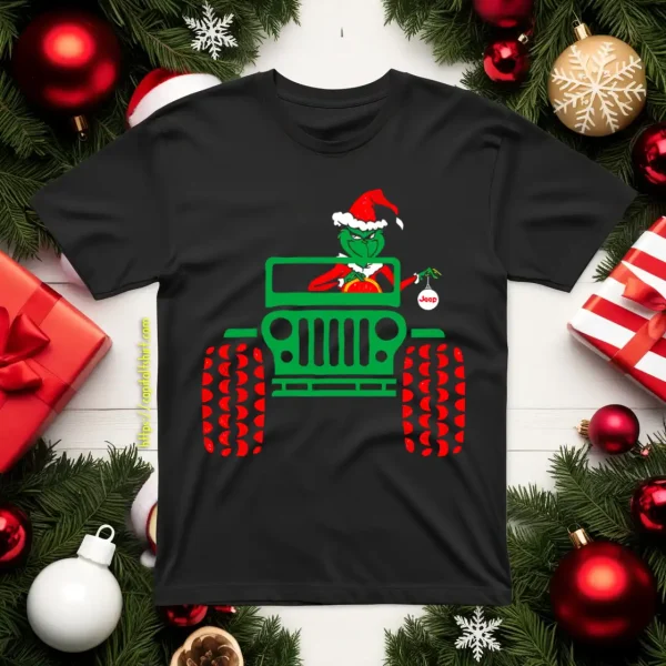 Grinch Driving Jeep Christmas Shirt