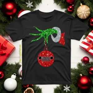 Grinch Hand Holding Jeep Christmas Shirt