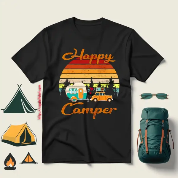 Happy Camper Camping Car Vintage Shirt