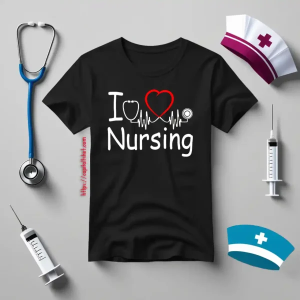 I Love Nursing Stethoscop Hearbeat Shirt