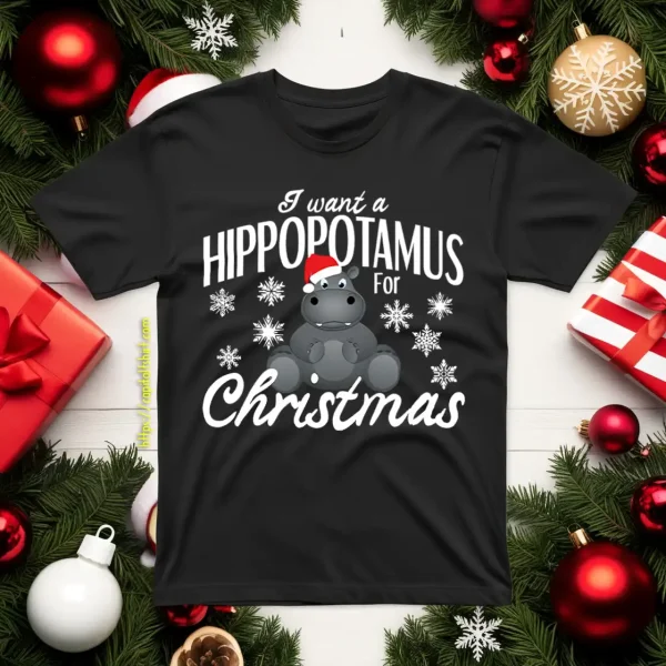 I Want A Hippopotamus For Christmas Xmas Hippo Lover Shirt