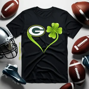 Irish St Patrick Day Shamrock Heart Football Team Green Bay Packer Shirt