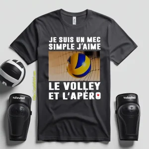 Je Suis Un Mec Simple J’aime Le Volley Et L’Apero Wine Volleyball Lovers Shirt