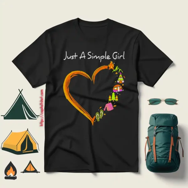 Just A Simple Girl Love Campfire Camping Flip Flops Halloween Shirt