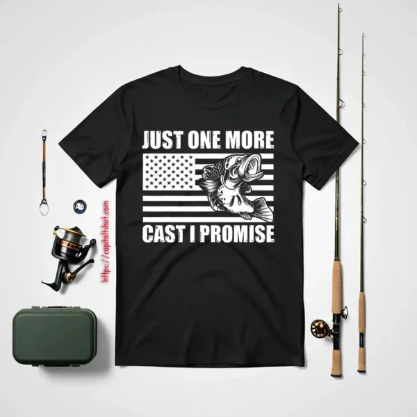 Just One More Cast I Promise Bass Fishing Funny Angler Retro Shirt