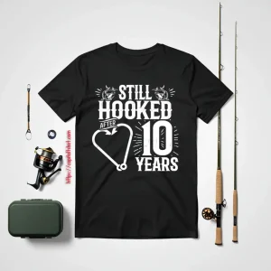 Married 10 Years Fishing Couple 10th Wedding Anniversary Shirt