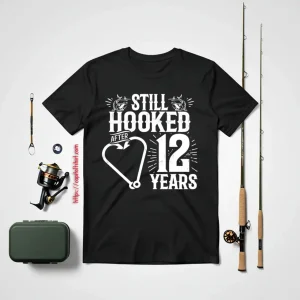 Married 12 Years Fishing Couple 12th Wedding Anniversary Shirt