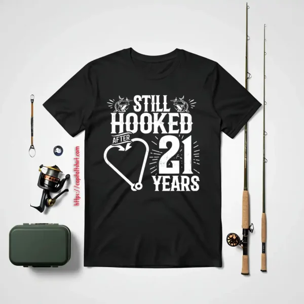 Married 21 Years Fishing Couple 21st Wedding Anniversary Shirt