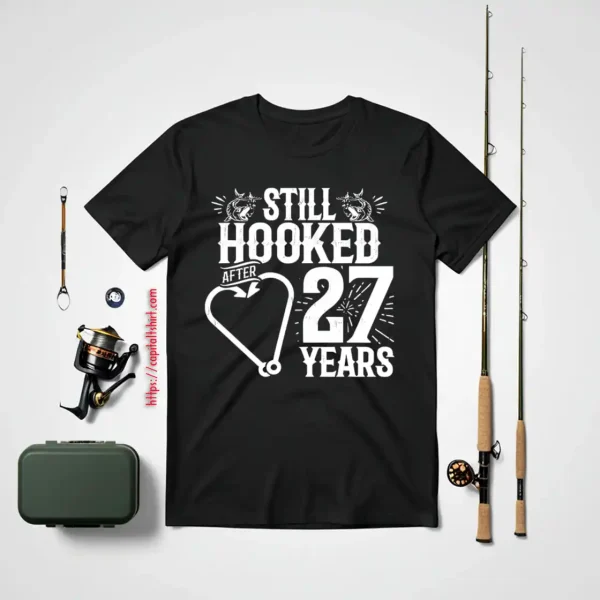 Married 27 Years Fishing Couple 27th Wedding Anniversary Shirt