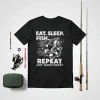 Men Fishing Eat Sleep Fish Repeat Fisherman Funny Gift Shirt