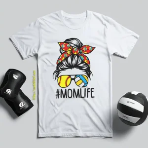 Momlife With Volleyball And Softball The Girl With Headband And Glasses Shirt