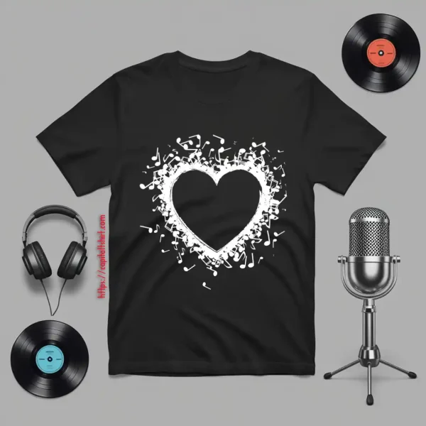 Musical Notes Symbol Love Heart Christmas Shirt