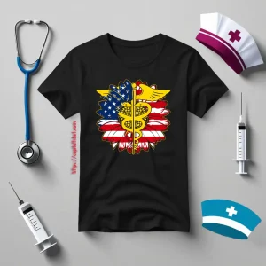 Nurse American Flag Sunflower Staff Of Hermes Shirt