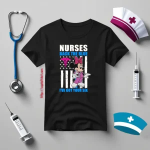 Nurse Back The Blue I’ve Got Your Six American Flag Minnie Mouse Shirt