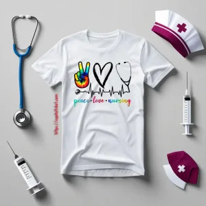 Nurse Shirt, Peace Love Nursing V2 Shirt