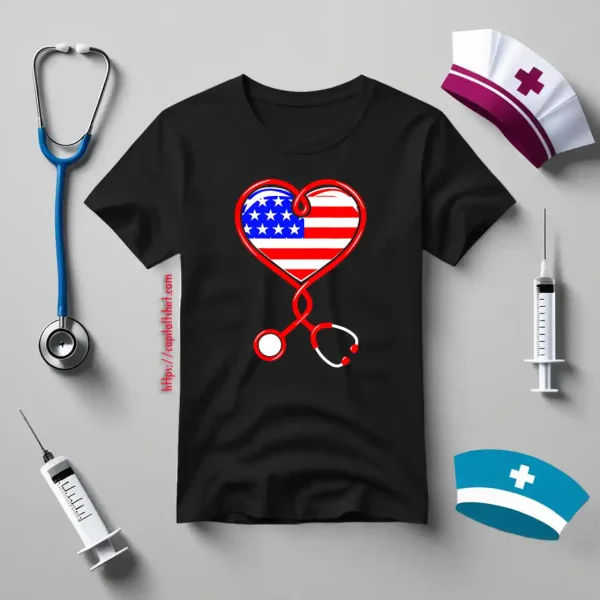 Nurse Stethoscope American Flag Gifts For Nurse Shirt