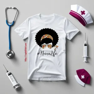 Nurselife Woman With Headband And Glasses Shirt