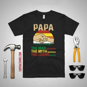 Papa The Man The Myth The Legend Hand Touch Vintage Shirt