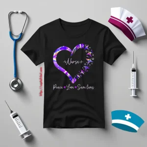 Peace Sign EMT Nurse Peace Love Save Lives Shirt