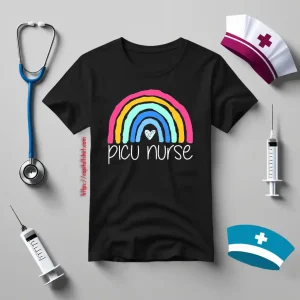 Picu Nurse The Pediatric Intensive Care Unit Nurse Rainbow Heart New Version Shirt