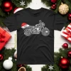 Rhinestone Motorcycle With Santa Claus Hat Shirt