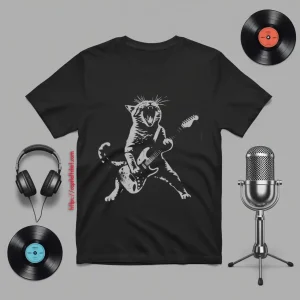 Rock Cat Playing Guitar Shirt