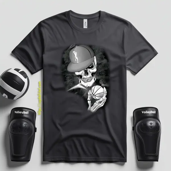 Skeleton With Hat And Ball Volleyball Shirt