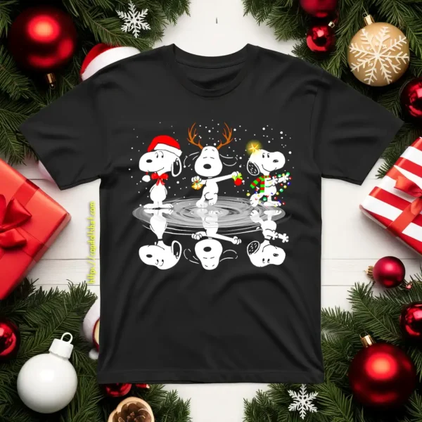 Snoopy With Christmas Ornament Water Mirror Reflection Shirt