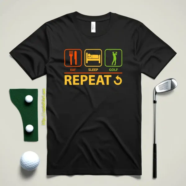 Top Gift For Dad Eat Sleep Golf Repeat Shirt