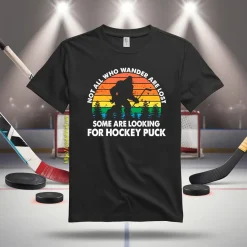 Vintage Bigfoot Not All Who Wander Are Lost Some Are Looking For Hockey Puck Shirt