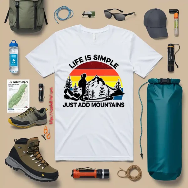 Vintage Hiking Life Is Simple Just Add Mountains For Hiking Lover Shirt