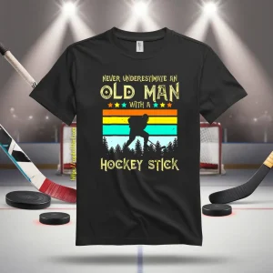 Vintage Never Underestimate An Old Man With A Hockey Stick Shirt