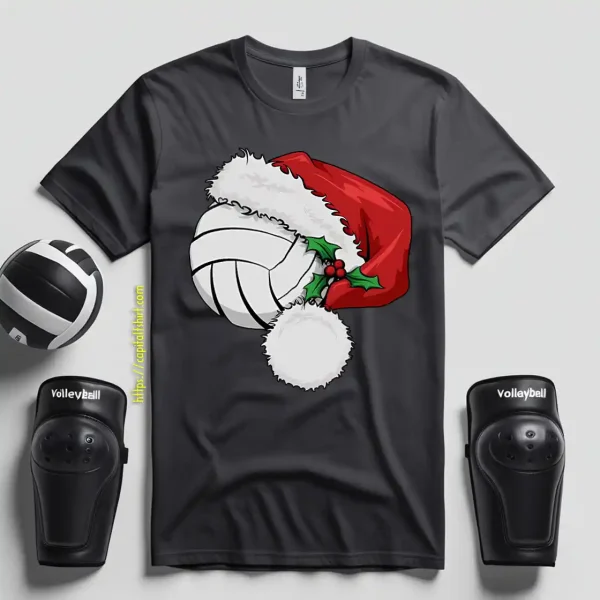 Volleyball Ball With Santa Hat Shirt