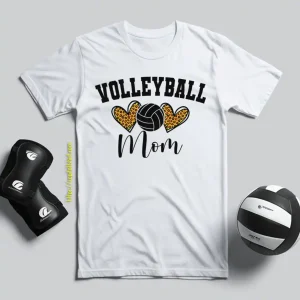 Volleyball Mom Shirt, Volleyball Mom Leopard Heart Shirt