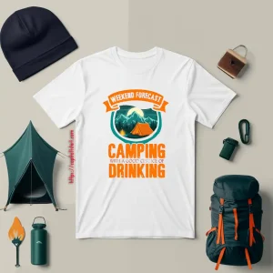 Weekend Forecast Camping With A Good Chance Of Drinking For Camper Shirt