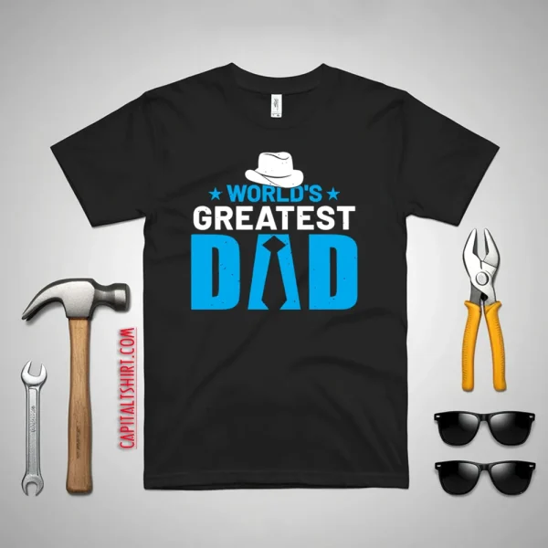 World’s Greatest Dad Necktie Cowboy Hat Father’s Day Shirt