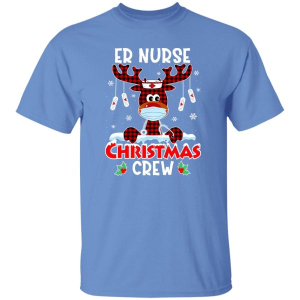 Red Plaid Reindeer Er Nurse Christmas Crew Emergency Room Icu Nursing Squad Shirt