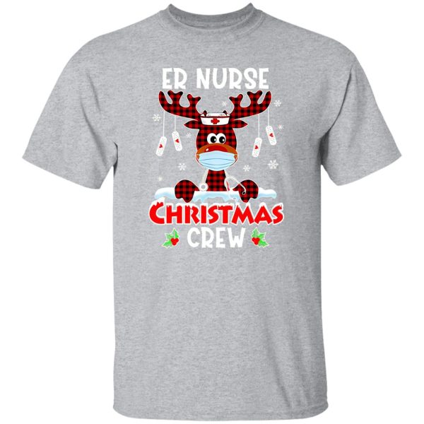 Red Plaid Reindeer Er Nurse Christmas Crew Emergency Room Icu Nursing Squad Shirt