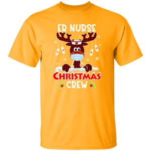 Red Plaid Reindeer Er Nurse Christmas Crew Emergency Room Icu Nursing Squad Shirt