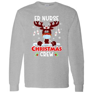 Red Plaid Reindeer Er Nurse Christmas Crew Emergency Room Icu Nursing Squad Shirt