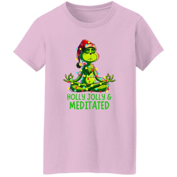 Holly Jolly & Meditated Yoga Grinch Christmas Shirt