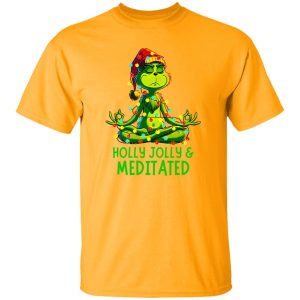 Holly Jolly & Meditated Yoga Grinch Christmas Shirt